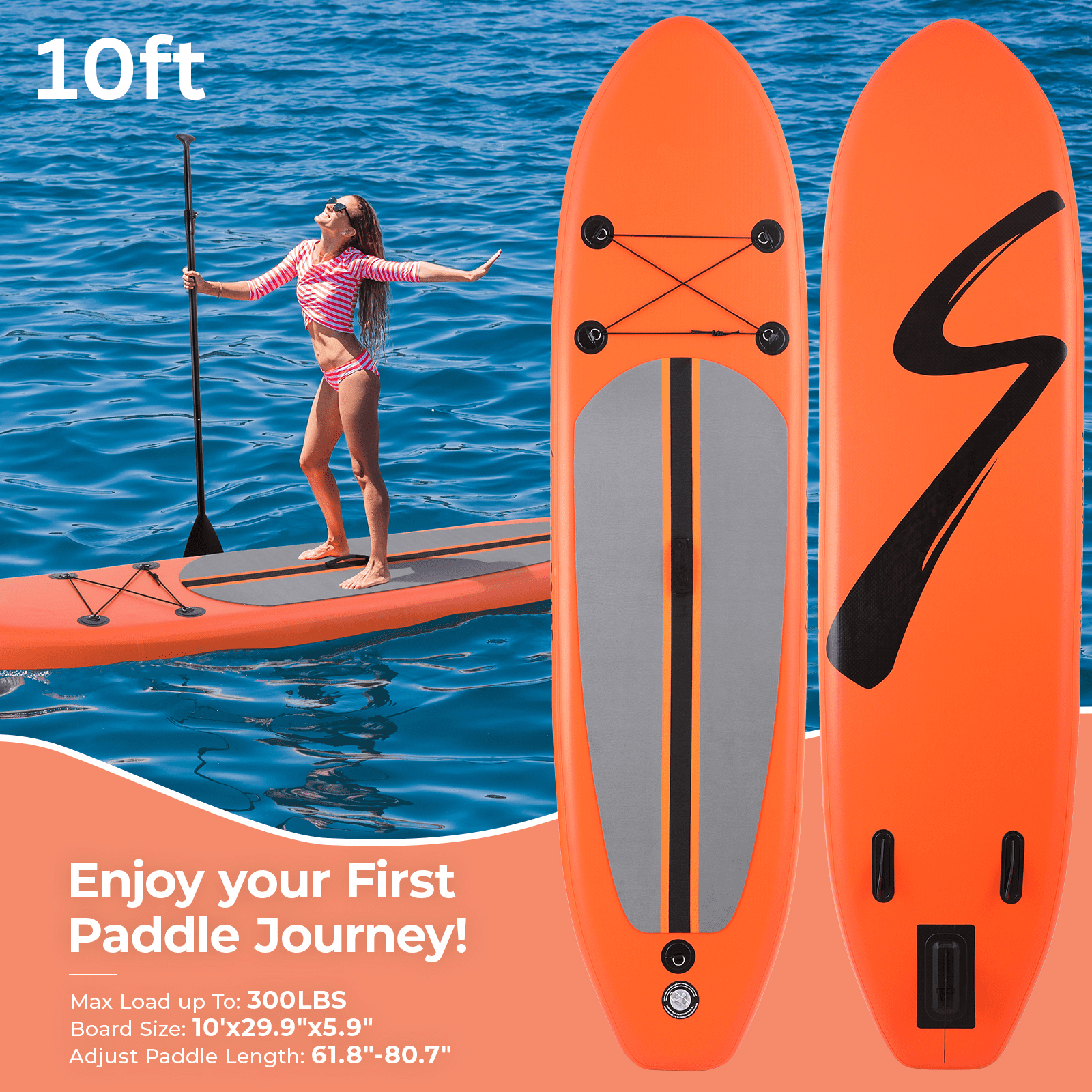 TLSUNNY 10' Inflatable Stand up Paddle Board 5.9" Thick with Premium SUP Paddle Board Accessories for All Skill Levels