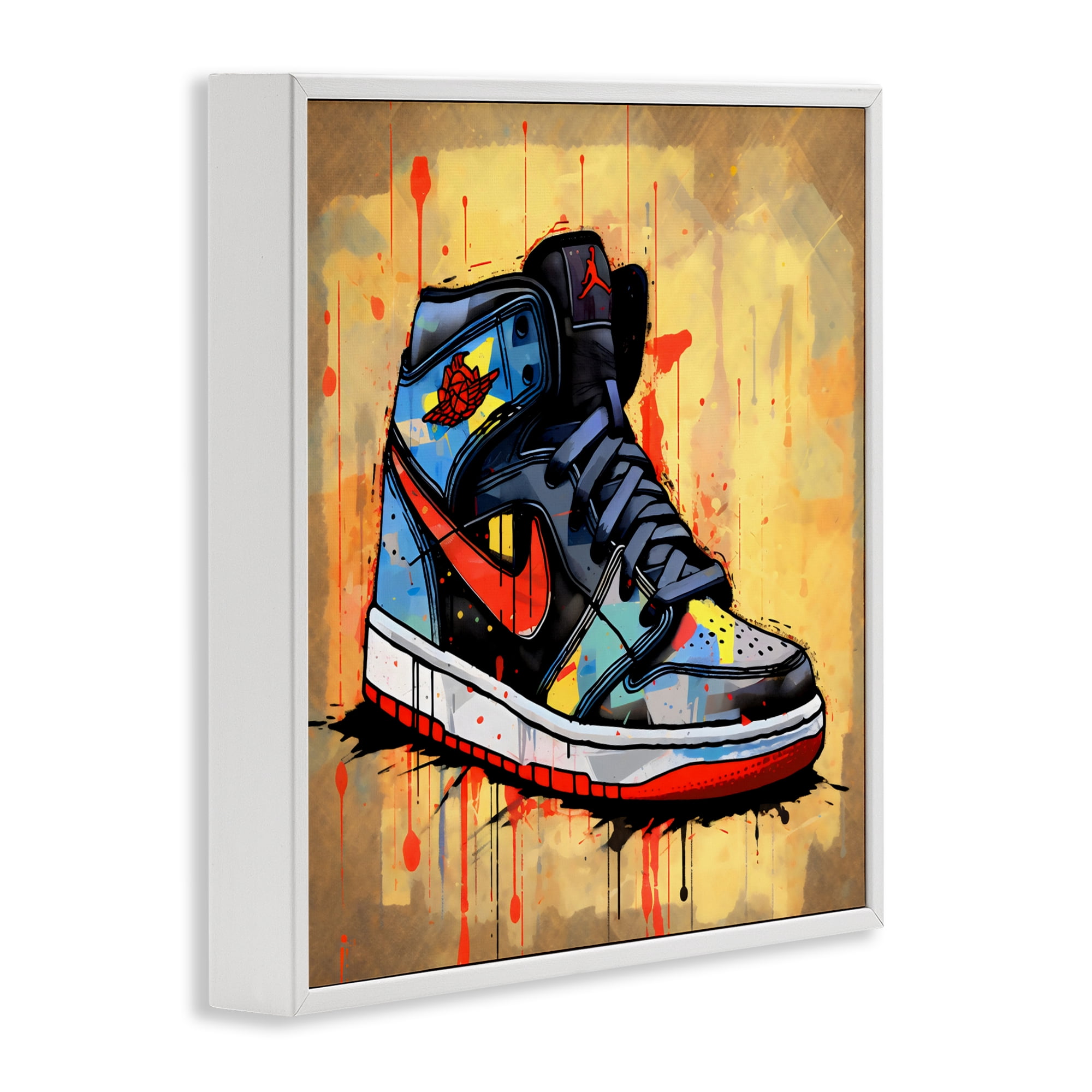 Stupell Industries Sporty Sneaker Drips White Framed Giclee Art, design by Creative Studio