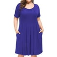 thumbnail image 2 of Women Plus Size Dresses Short Sleeve with Pockets Female Knee Length l-4xl, 2 of 5