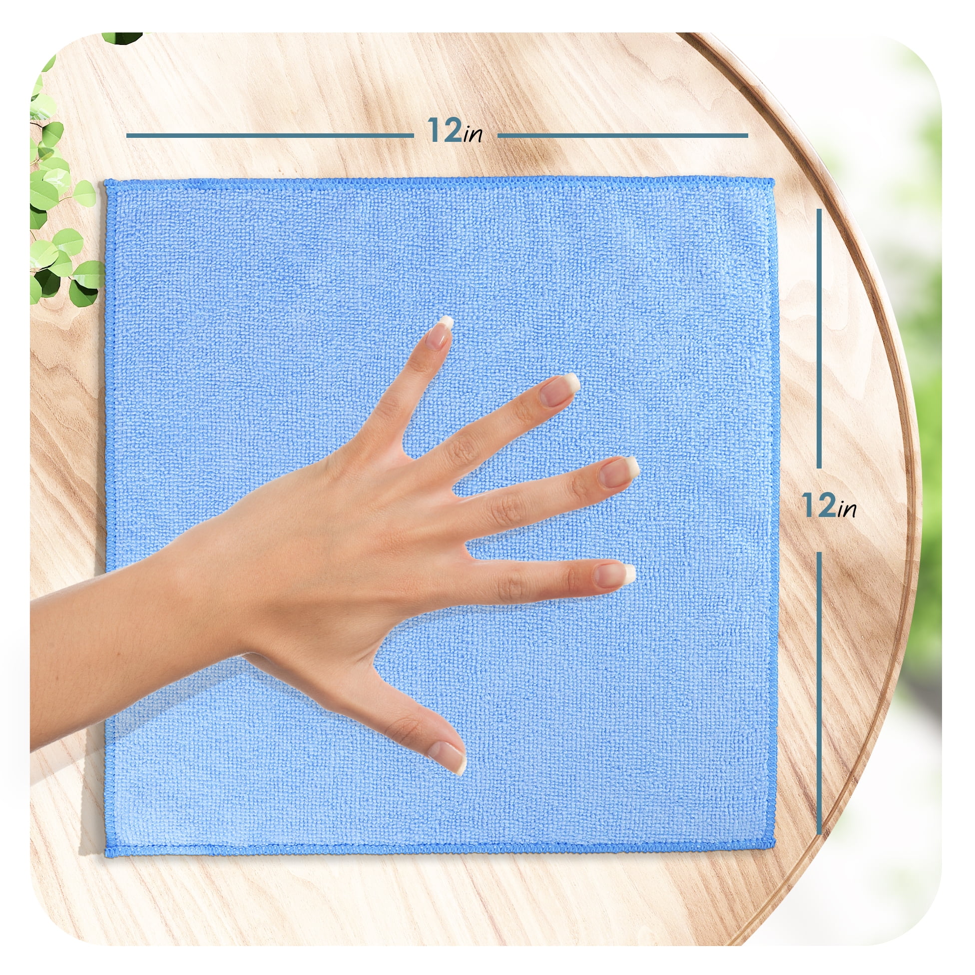 LammaLoe Microfiber Cleaning Cloths, Super Absorbent Cleaning Rags & Car Towels Lint Free, 12x12 Multi-Purpose, 48 Pack, Blue