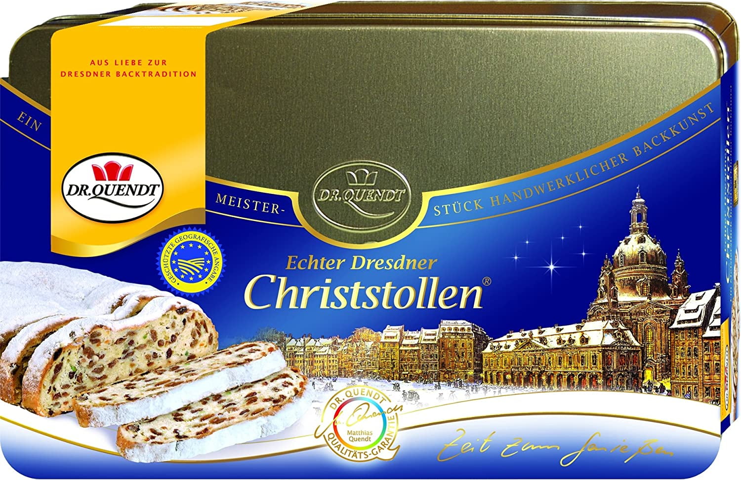 Dr. Quendt Genuine Dresdner Christstollen Gift Tin 1.0 Kg