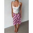 thumbnail image 7 of Multicolor Striped Asymmetrical Wrap Knee-Length Skirt For Women, Elegant Bodycon Flared Design, 7 of 7