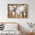 thumbnail image 2 of IDEA4WALL Canvas Wall Art White World Atlas Map on Brown Wood Panel Places Country Mixed Media Realism Global Urban for Living Room, Bedroom, Office - 32"x48", 2 of 5