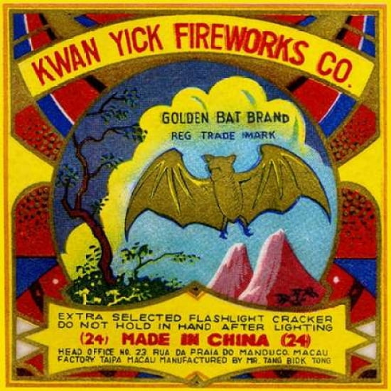 Affiche de Marque Kwan Yick Fireworks Co. Golden Bat par Inconnu (12 x 12)