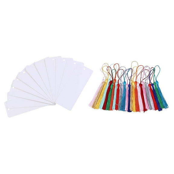 DIY Paper Blank Bookmarks with Tassel for Decor 48PCS White Economical and Practical
