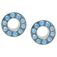 thumbnail image 2 of Pair of Surgical Steel Screw Fit Ear Plug Gauges with Light Blue CZ Gems, 2 of 8