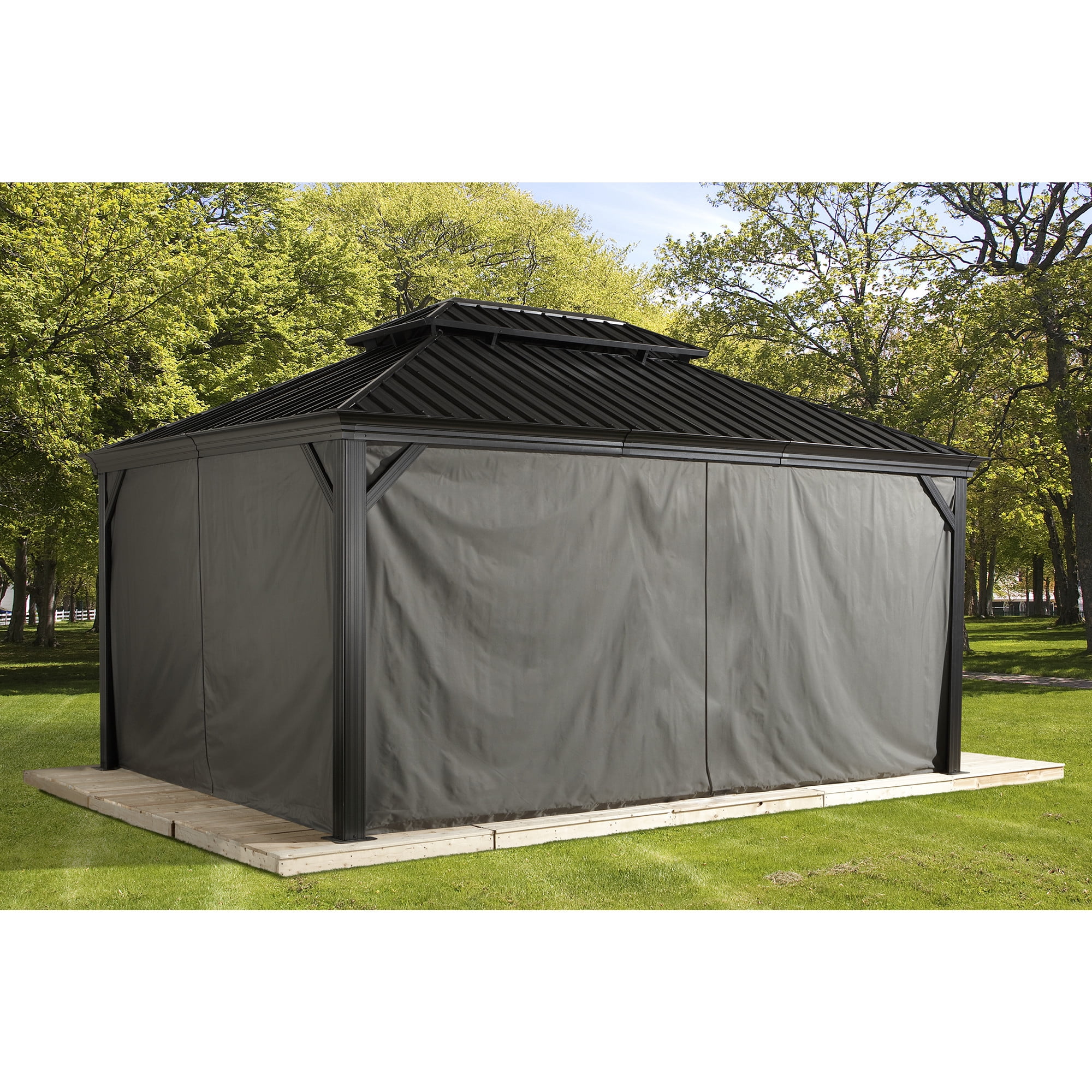 Sojag Monaco 12 x 16 x 7 ft Grey Curtains for Gazebo, Spun Polyester