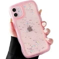 thumbnail image 2 of for iPhone 11 Case 6.1 inch Curly Wave Design Edge Transparent Bling Glitter Star Shiny Case Cute Clear Transparent Full Protection Soft TPU Shockproof Phone Cover for Women Girls,Pink, 2 of 15