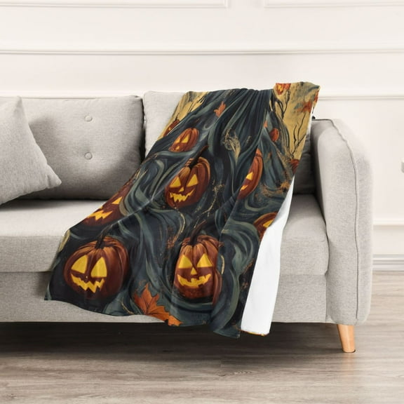 Halloween Queen and The Pumpkins Throw Blanket 60" x 90" Soft and Warm Blankets for Couch Sofa and Bed