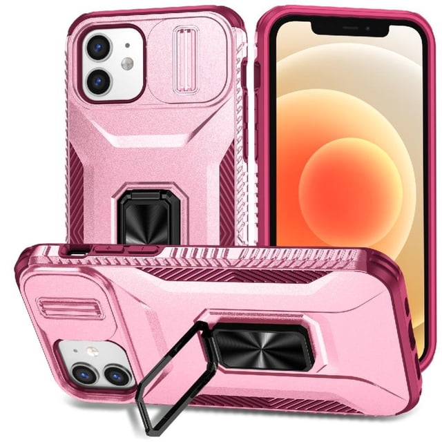 Funda para GANGXUN iPhone 12 - Soporte metálico, Función magnética, Rosa