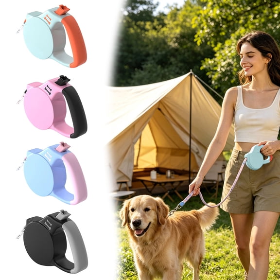 QIUXUJ-3M Retractable Dog Leash, Heavy Duty Pet Walking Leash, One-Handed Brake, Comfortable Handle, for Small to Medium Dogs, Up to 50lbs (Black)