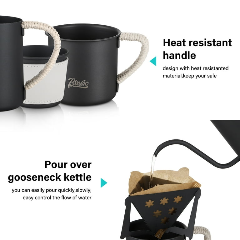 Bincoo Coffee Set Pour Over Coffee Gooseneck Kettle Drip Coffee Maker  Barista Tools Kit Portabl Coffeeware 5 Piece Sets - AliExpress