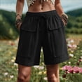 thumbnail image 4 of SwiftWear Women's Cotton Long Shorts with Big Pockets Drawstring Elastic Waist Casual Loose Fit knee Length Bermuda Shorts for Summer, 4 of 6