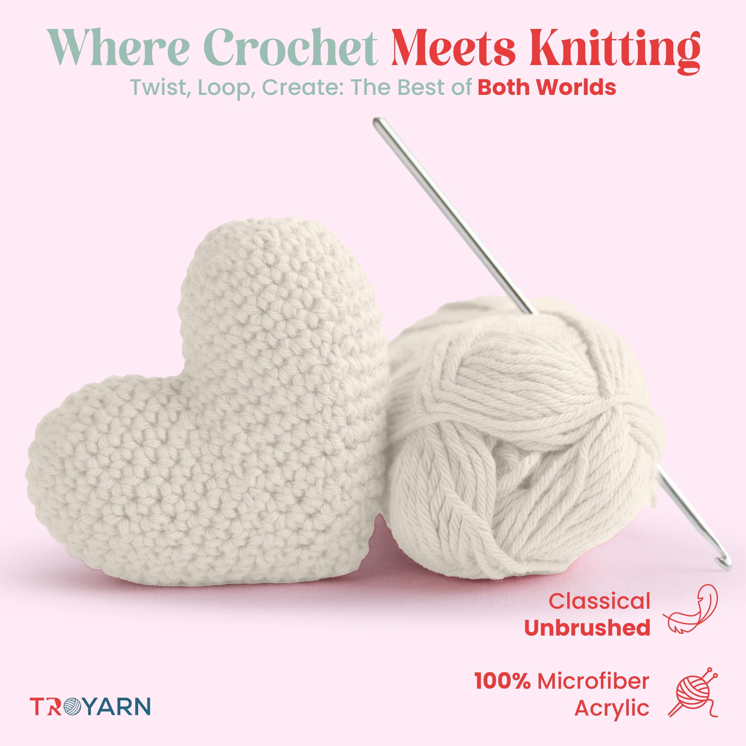 Yarn for Crocheting & Knitting - 4 Skeins (4x383 Yds) (105062 - Light Cream) Crochet Yarn - 100% Microfiber Acrylic Yarn - Knitting Yarn for Craft Projects