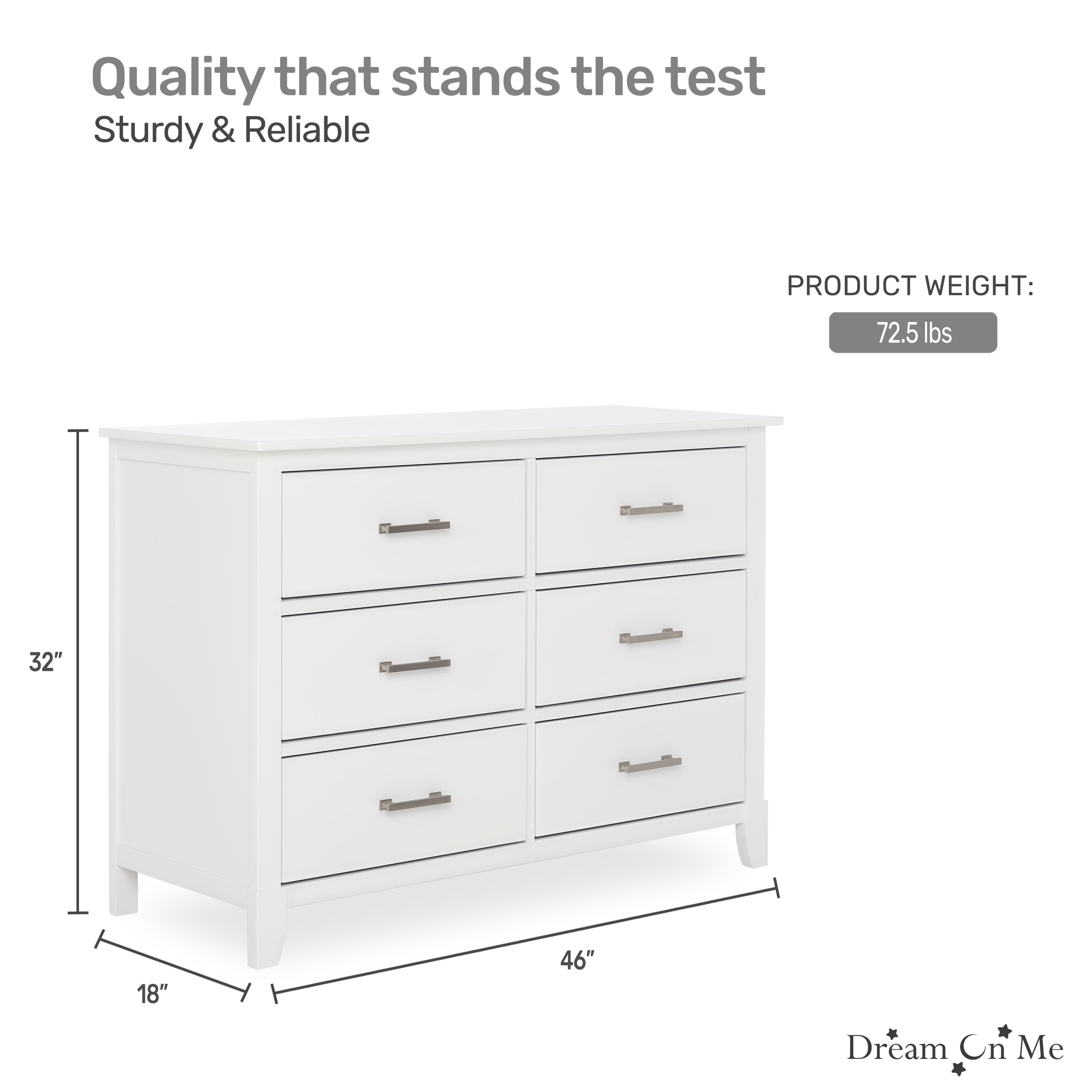 Dream On Me Universal Double Dresser in White, Model #599-WHITE