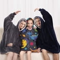 thumbnail image 5 of DarkBlue Cartoon Dinosaurs Planets Pattern Blanket Hoodies for Kids 6-13YR Oversize Wearable Blanket Hoodies for Boys Girls Teens, 5 of 7