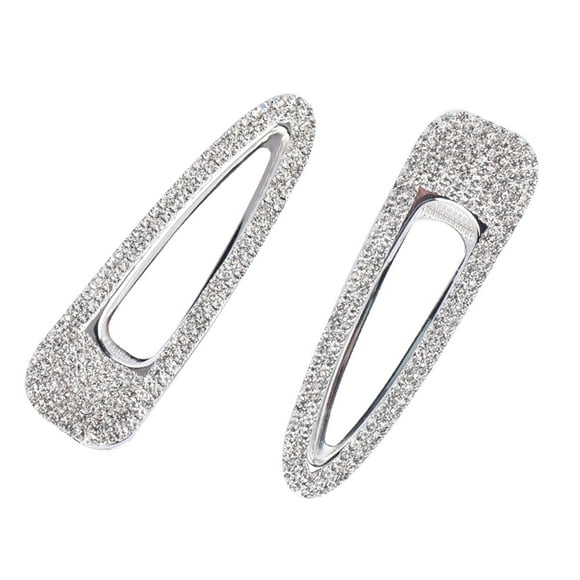 2PCS Big Silver Hair Clips Barrettes Glitter Rhinestones Hair Pins Decorations Hair Accessories for Lady, Women and Girls (Silver)…