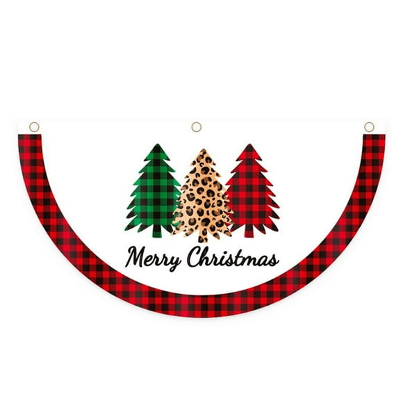Drapeau de Porte Durable Fabrication Fine Modèles Exquis Réutilisables Décoration de Noël de Longue Durée Couleur Vive Drapeau en Forme d'Éventail de Noël pour le Festival