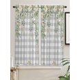 thumbnail image 5 of Watercolor Floral Bathroom Window Curtain, Spring Flowers Leaves Plants Gray Plaid Light Filtering Coffee Kitchen Curtains, Bedroom Living Room Curtains 2 Panel 84"x63", 5 of 6