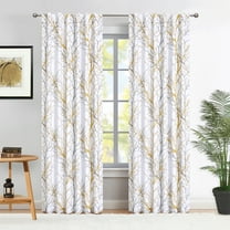 Decoultimatex Modern Yellow Floral Back Tab Blackout Curtains, 52" x 95" (2 Panels)