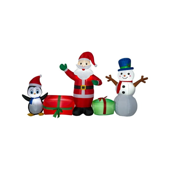Airblown Inflatables Santa Scene With Snowman And Penguin