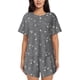 thumbnail image 1 of Balery Airplane Routes Around The World Conjunto de Pijama para Mujer con Estampado, Dos Piezas de Manga Corta y Shorts, Ropa de Dormir Suave con Cuello Redondo y Bolsillos-Medium, 1 of 6