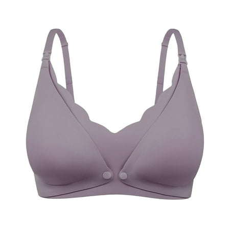 Sngxgn Women s Bra Women s Light Wireless Bra with Foam  Full-Coverage T-Shirt Bra(Purple XL)