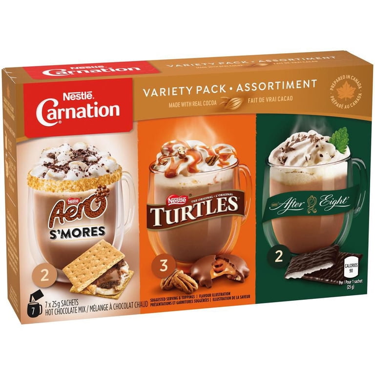 Carnation Hot Chocolate Mix, Variety Pack - Aero, Turtles, After