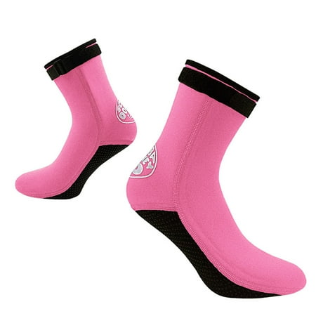 

NUOLUX 3mm Neoprene Surfing Snorkeling Socks Men Women Beach Diving Swimming Wetsuit Prevent Scratch Warm Snorkeling Spearfishing Sock (Pink) - Size L