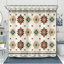 Southwestern Shower Curtain for Bathroom Decor, Southwest American Pattern Boho Fabric Shower Curtains Set, Western Aztec Geometric Shower Curtains with Hooks,Beige, 54X70in