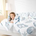 thumbnail image 3 of Manfei Sketch Conch Bowtie King Size Comforter Sets,Scallop Ocean Comforters King Size,Colorful Stars Reversible,3 Pieces,1 Comforter and 2 Pillowcases, 3 of 7