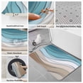 thumbnail image 6 of Turquoise Brown Bath Mat 3 Piece Bathroom Rug Set, Teal White Geometric Gradient Stripes Non Slip Bath Rug Contour Mat and Toilet Lid Cover, Absorbent Shower Mats Soft Bath Rugs and Mats Sets, 6 of 8