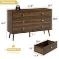 thumbnail image 2 of YouTrend Rustic 6 Drawer Dresser with Shell-Shaped Handles,Wood Adult Storage Cabinet for Living Room,Bedroom,Walnut, 2 of 11