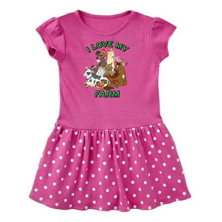 

Inktastic I Love My Farm with Happy Farm Animals Gift Toddler Girl Dress