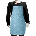 thumbnail image 1 of Vintage Kids Apron, Christmas Holiday Themed Illustration of Snowflakes in Lace Style Pattern, Boys Girls Apron Bib with Adjustable Ties for Cooking Baking Painting, Pale Blue and White, by Ambesonne, 1 of 2