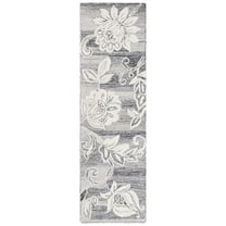 SAFAVIEH Jardin Isidor Floral Runner Rug, Black/Ivory, 2'3" x 8'