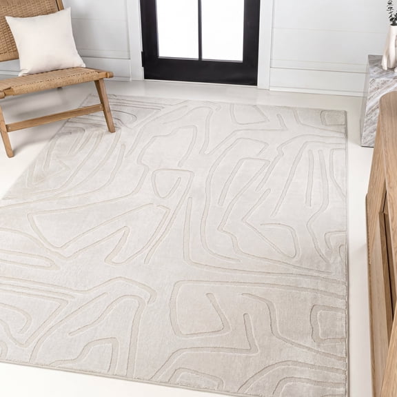 JONATHAN Y SANDSTONE 3 x 5 Area Rug, Alcina Scandinavian Graphic Lines - White/Cream, SND102B-3