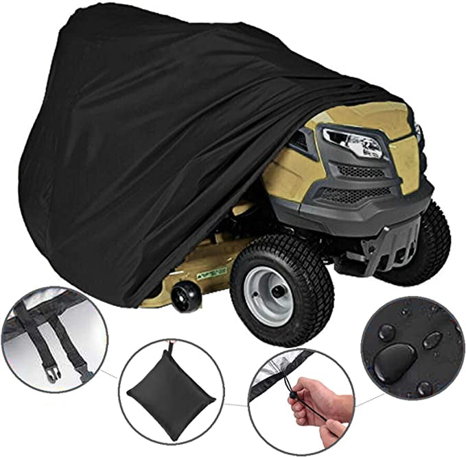 Tractor Cover Waterproof Riding Lawn Mower Cover Heavy Duty Water Sun Resistant Garden Tractor Lawn Mower Cover with Zipper Bag Size L72 xW55 xH47 in 