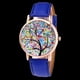 thumbnail image 2 of Reloj de pulsera de cuarzo de moda para mujeres y hombres Reloj de cuero con esfera redonda azul zafiro, 2 of 2