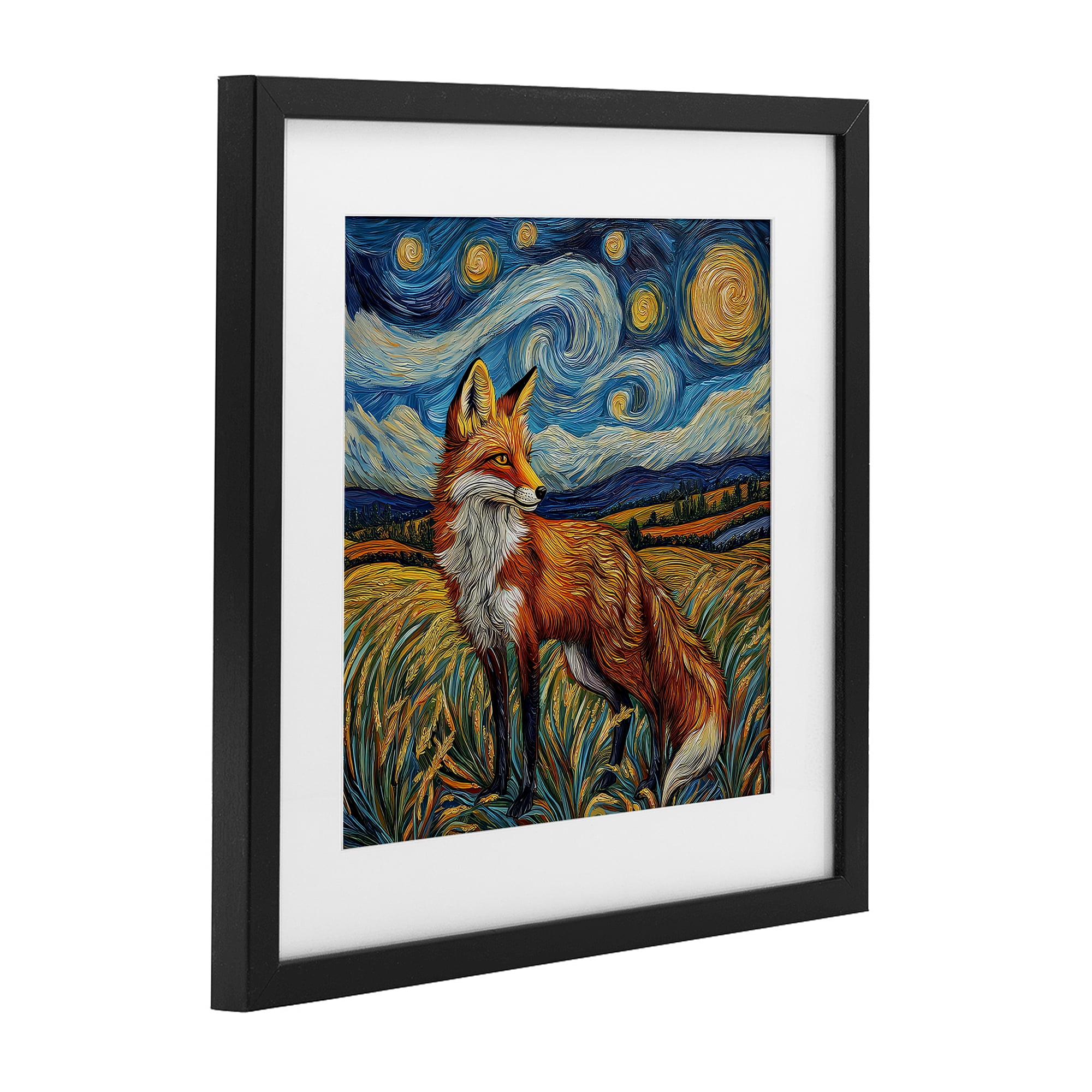 Stupell Industries Swirling Impressionist Fox Black Framed Print Under Glass, design by The Wands Want