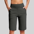 thumbnail image 2 of Women's High Waisted Yoga Shorts with Pockets 2026 Summer Casual Knee Length Comfy Breathable Workout Running Athletic Beach Shorts, 2 of 6