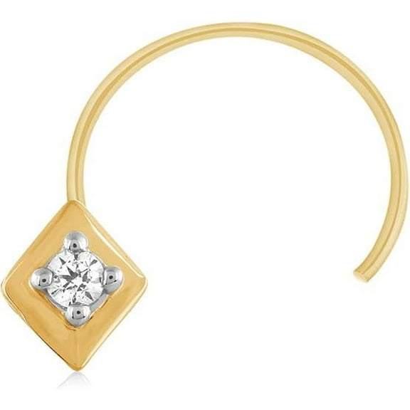 Round Cut Moissanite Nose Pin Stud Ring | 14K Yellow Gold Plated, VVS1-VVS2 Clarity, D Color Jewelry for Women