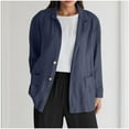 thumbnail image 6 of YFNNUP Women's Lightweight Blazer Casual Cotton Line Long Sleeve Button Jacket Loose Fit Work Office Coat with Pockets, 6 of 6
