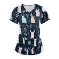 thumbnail image 2 of BDPORKAS Butterfly Scrubs for Women Stretchy Nurse Scrub Top V-Neck Casual Nursing Tops, 2 of 6