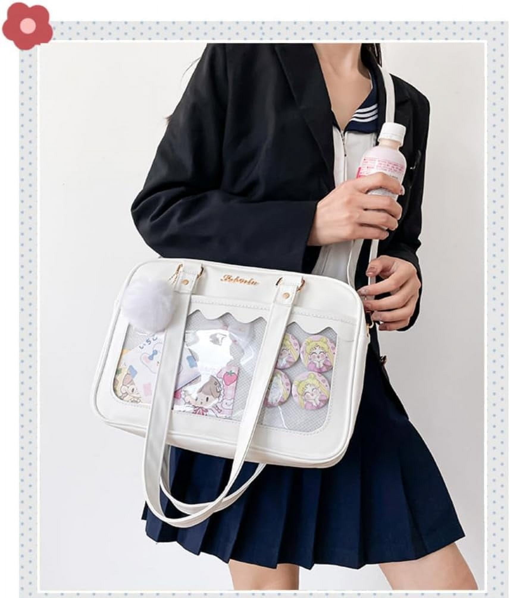 JUYGO Clear Aesthetic Bag Ita Bag Cute Messenger Bag Crossbody Bag for Women JK Tote Purse