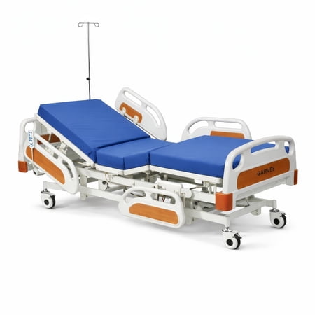 Garvee Electric Hospital Bed for Home Use, 5-Function Adjustable Medical Bed with Mattress & IV Pole, 400 lbs Weight Capacity, White