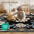 thumbnail image 4 of ODIKA 8'x10' Washable Area Rug Skull Goth Skeleton Damask Border Gothic Ornate Filigree Motif for King Size Bedroom Under Bed, Master Suite, Non-Shedding, Easy Care, 4 of 7