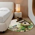 thumbnail image 2 of Small Round Rug 3Ft Washable Non-Slip, Spring Floral Circle Area Rugs for Living Room Bedroom, Birds Cabin Daisy Watercolor Botanical Indoor Floor Mats Carpet Runner for Home Decor, 2 of 8