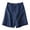 v#14Navy87, variant on Rggeeun Women Shorts Solid Color Elastic High Waist Cotton Linen Pleated Loose Fit Wide Leg With Side Pockets For Play Sports Casual Hot Pants,Navy,L