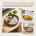 thumbnail image 3 of Round Rattan Tray with Mother of Pearl Inlay, Wicker Serving Tray for Coffee, Bread, Fruits, Decorative Table Decor for Kitchen Island, Home, Black Checkerboard, 11.8 Inch, 3 of 9